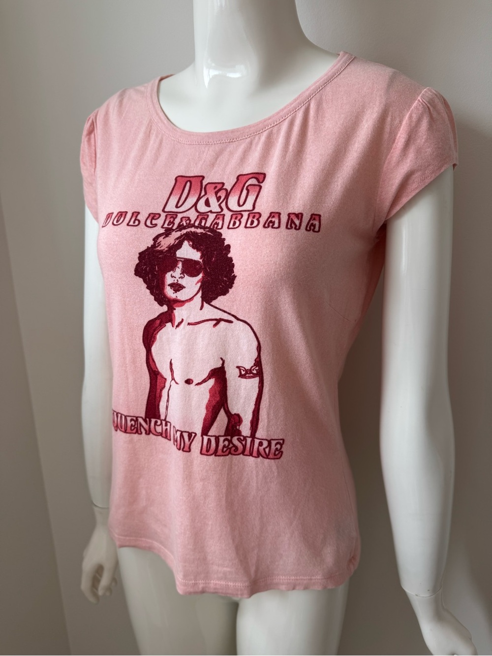 D&G Dolce & Gabbana Pink Graphic “Quench my desire” Tee